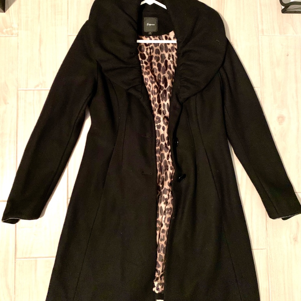 “Express” black wool coat